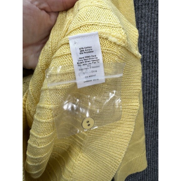 Talbots Button Shoulder Sweater Top Womens 2X Yellow Cable Knit Crewneck NWOT - Picture 4 of 8